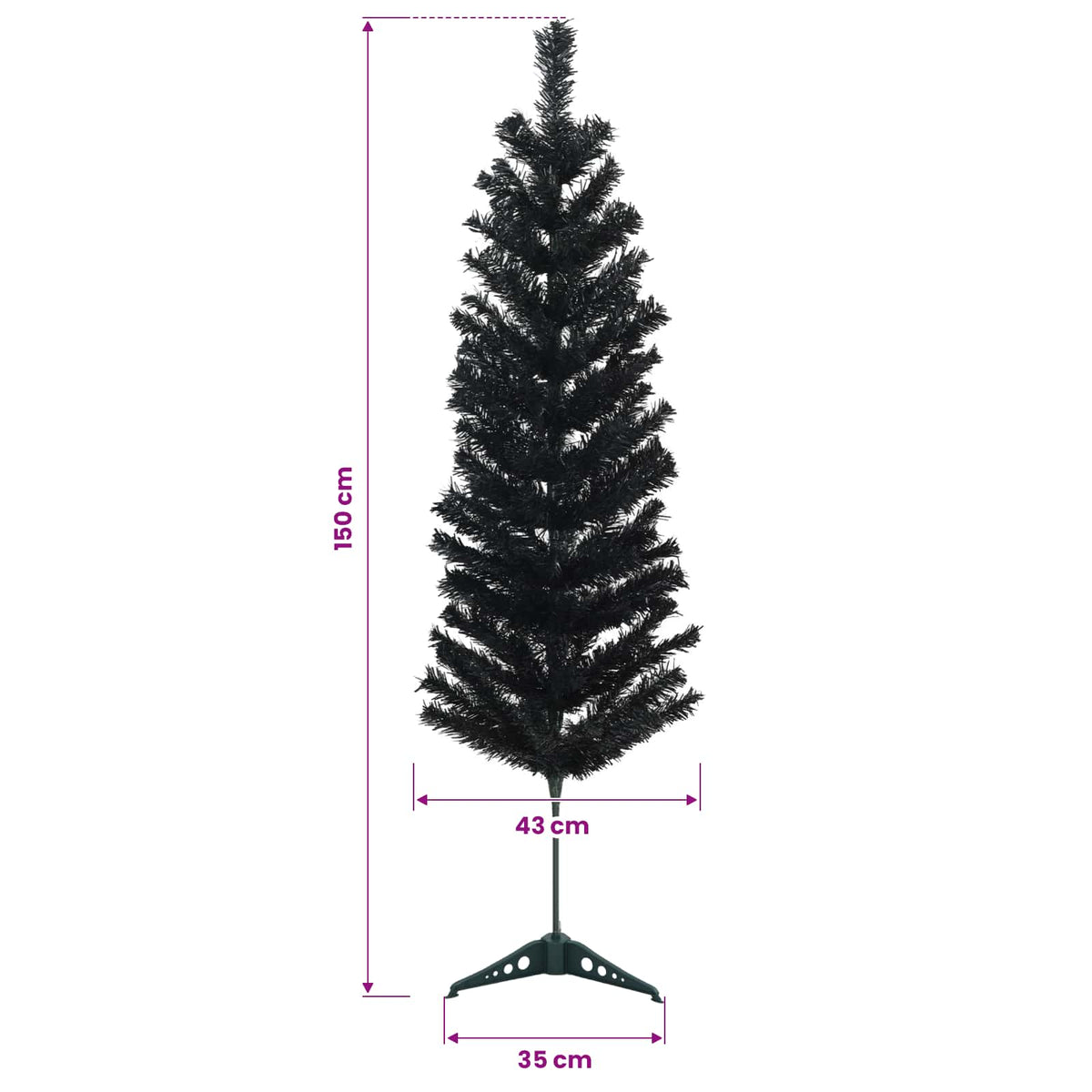 Artificial Slim Christmas Tree with Bauble 150 cm 150 LEDs