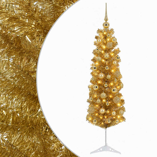 Artificial Slim Christmas Tree with Bauble 150 cm 150 LEDs Artificial Slim Christmas Tree with Bauble 150 cm 150 LEDs
