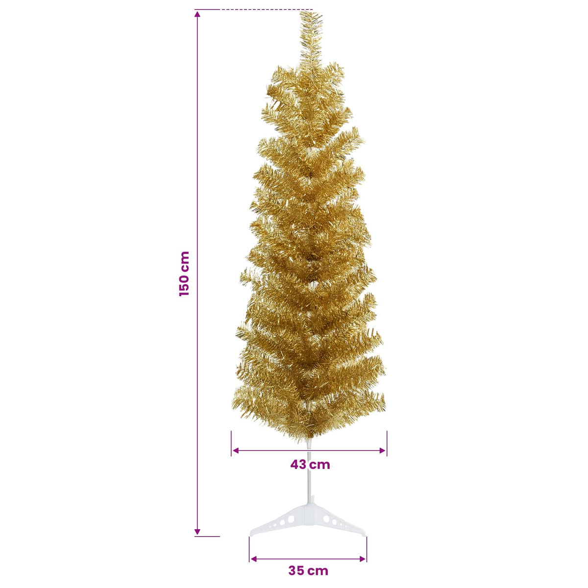Artificial Slim Christmas Tree with Bauble 150 cm 150 LEDs