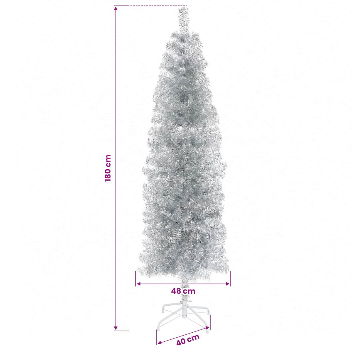 Artificial Slim Christmas Tree with Bauble 180 cm 300 LEDs