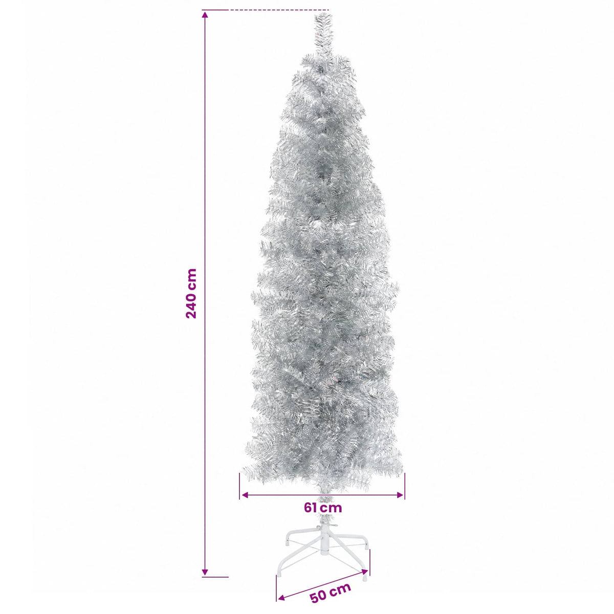Artificial Slim Christmas Tree with Bauble 240 cm 300 LEDs