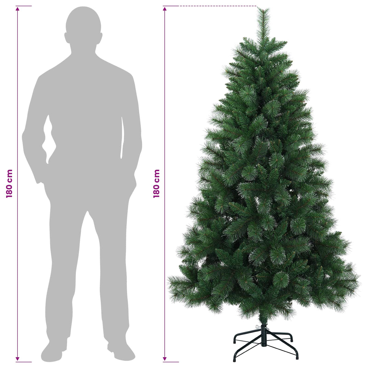 Artificial Christmas Tree 180 cm 300 LEDs Warm White