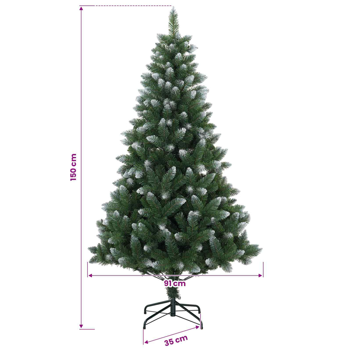 Artificial Christmas Tree 150 cm 150 LEDs Warm White