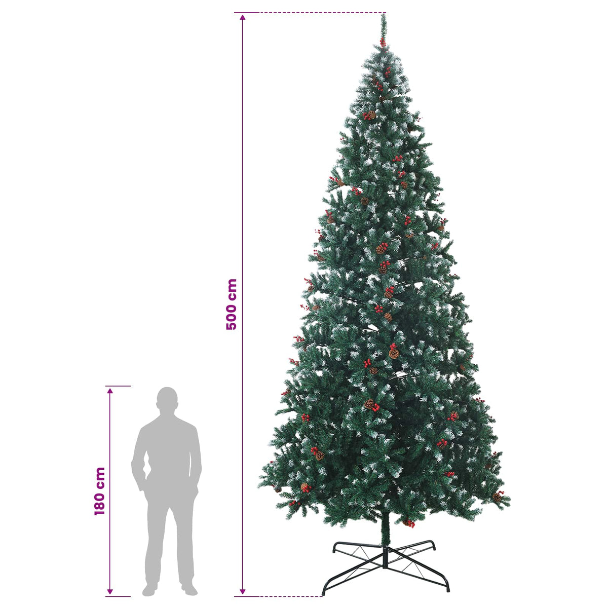 Artificial Christmas Tree 500 cm PVC and Steel Green and White