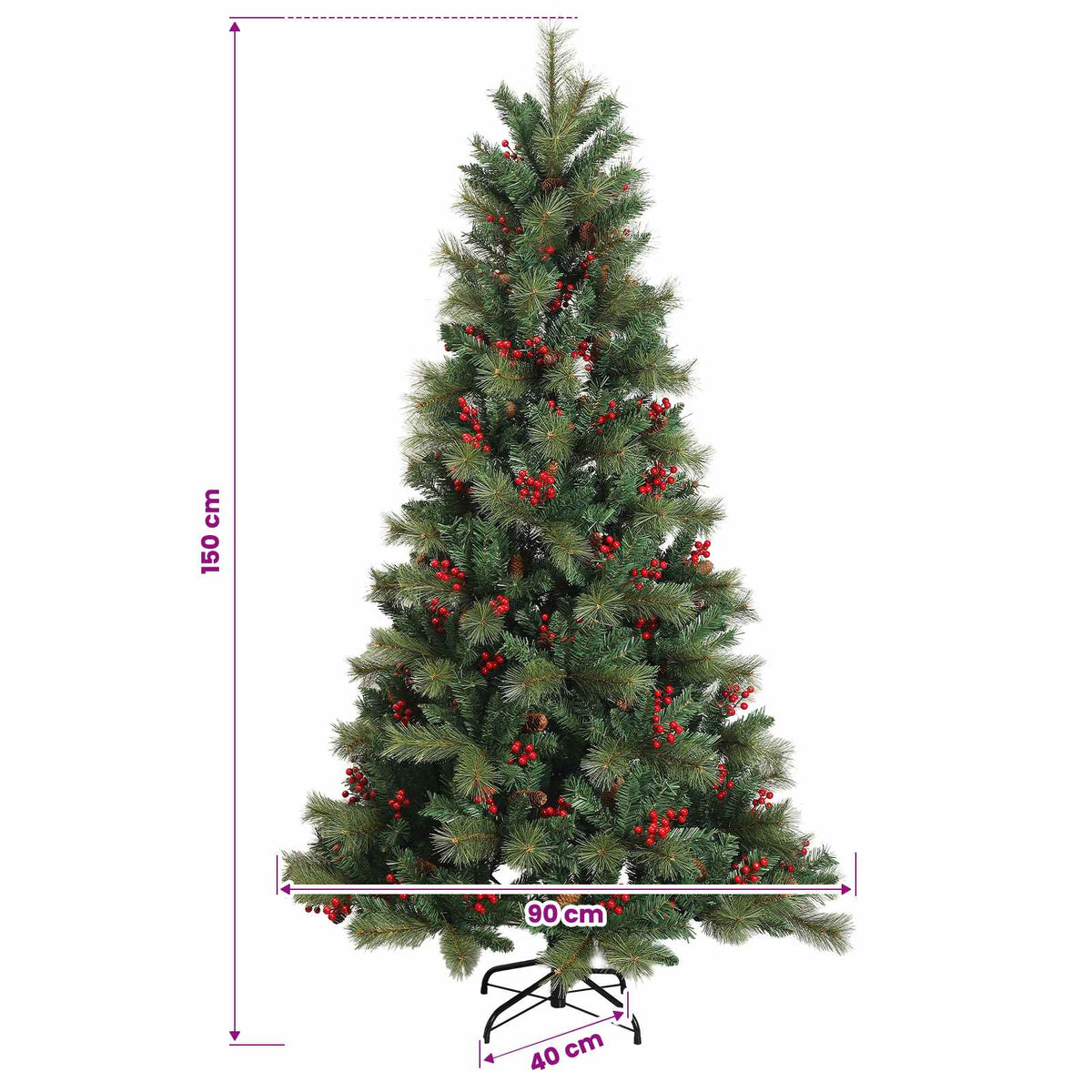 Artificial Hinged Christmas Tree 150 cm 150 LEDs Warm White