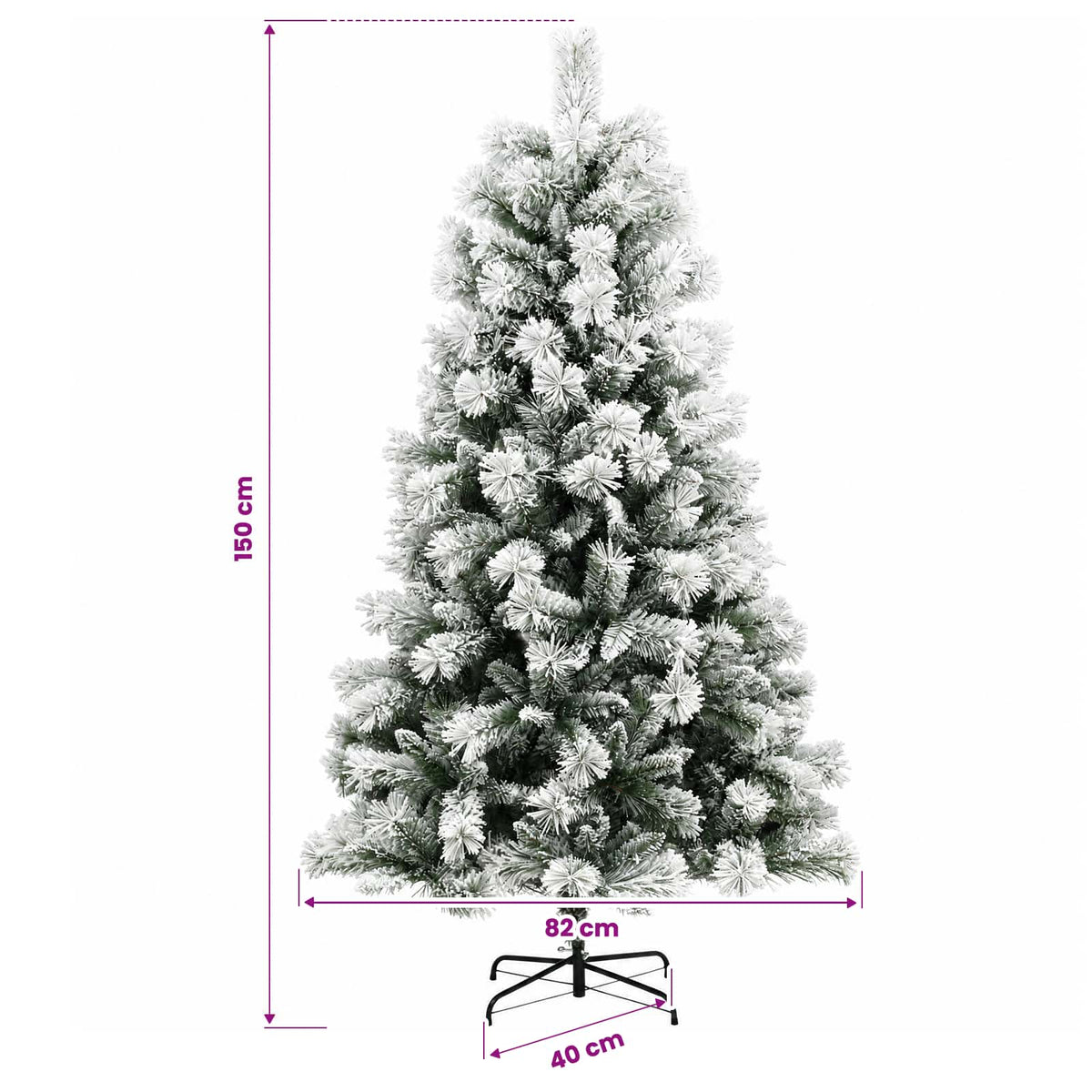 Artificial Hinged Christmas Tree with Baubles 150 cm 150 LEDs