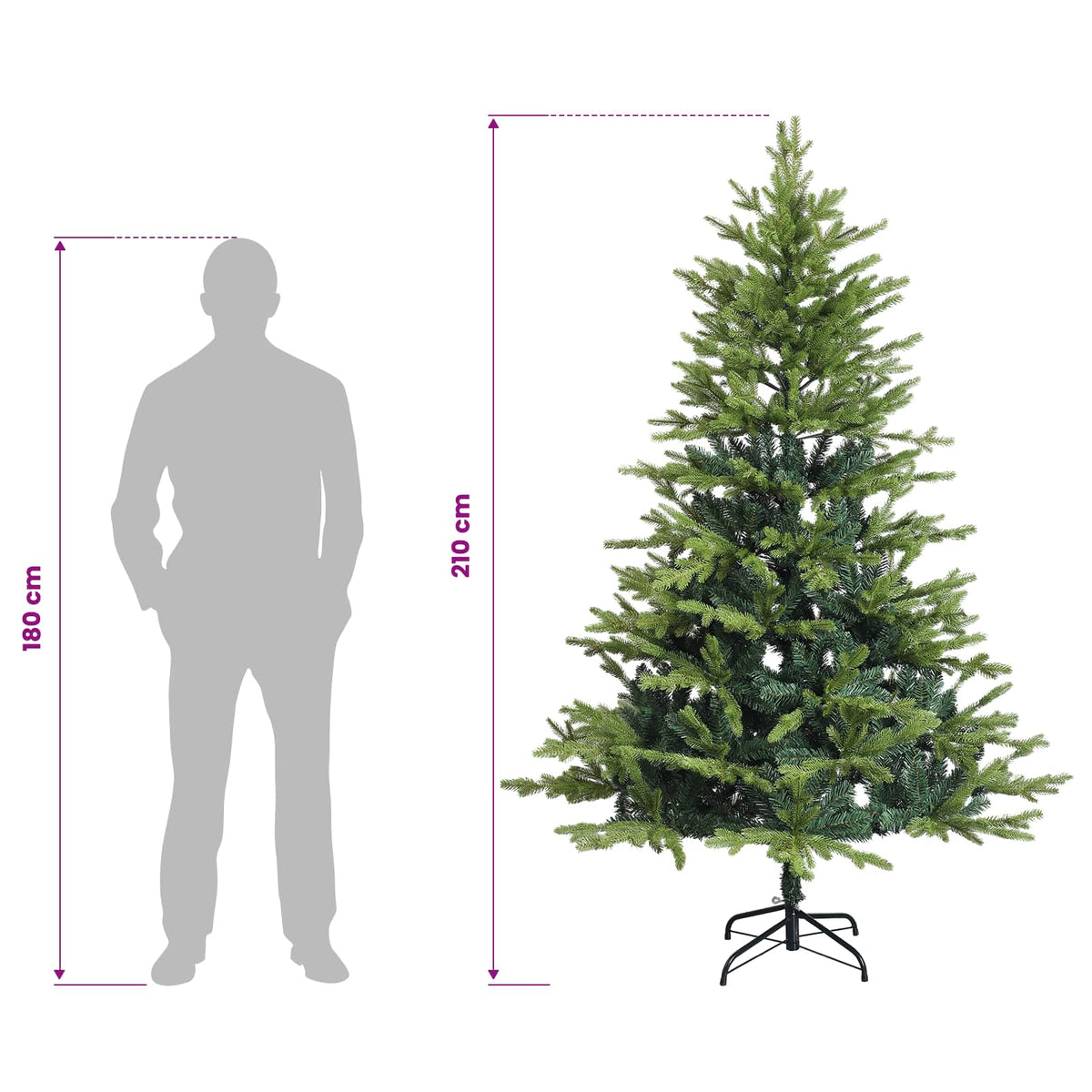 Artificial Hinged Christmas Tree 210 cm 300 LEDs Warm White