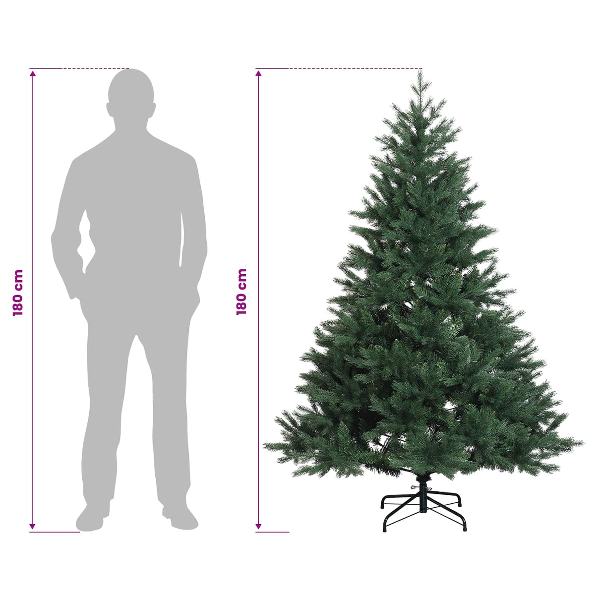 Artificial Hinged Christmas Tree 180 cm 300 LEDs Warm White