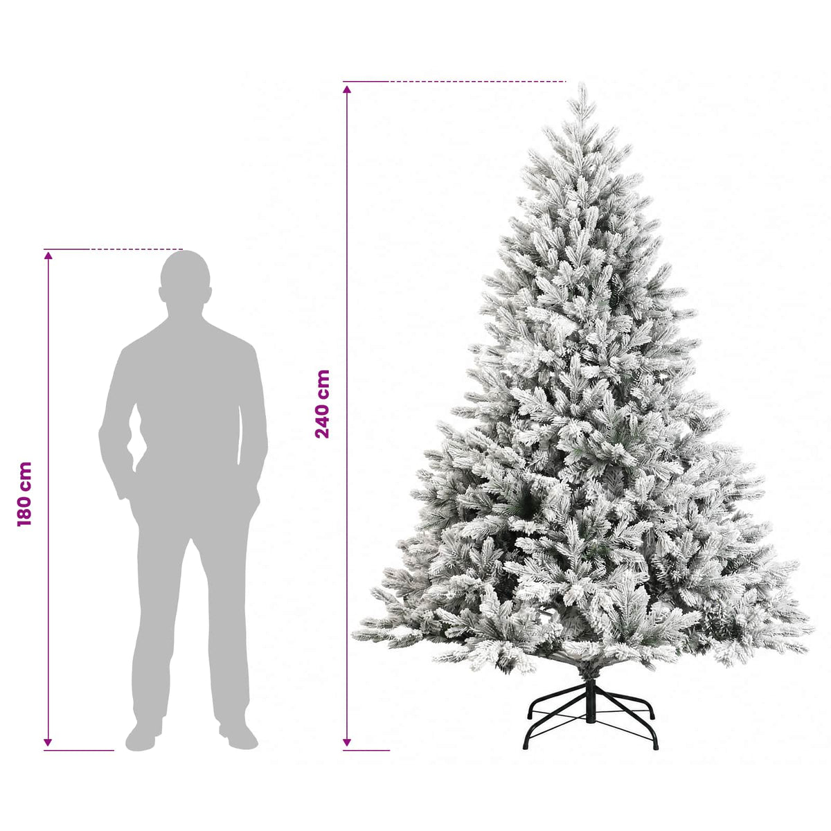 Artificial Hinged Christmas Tree 240 cm 300 LEDs Warm White
