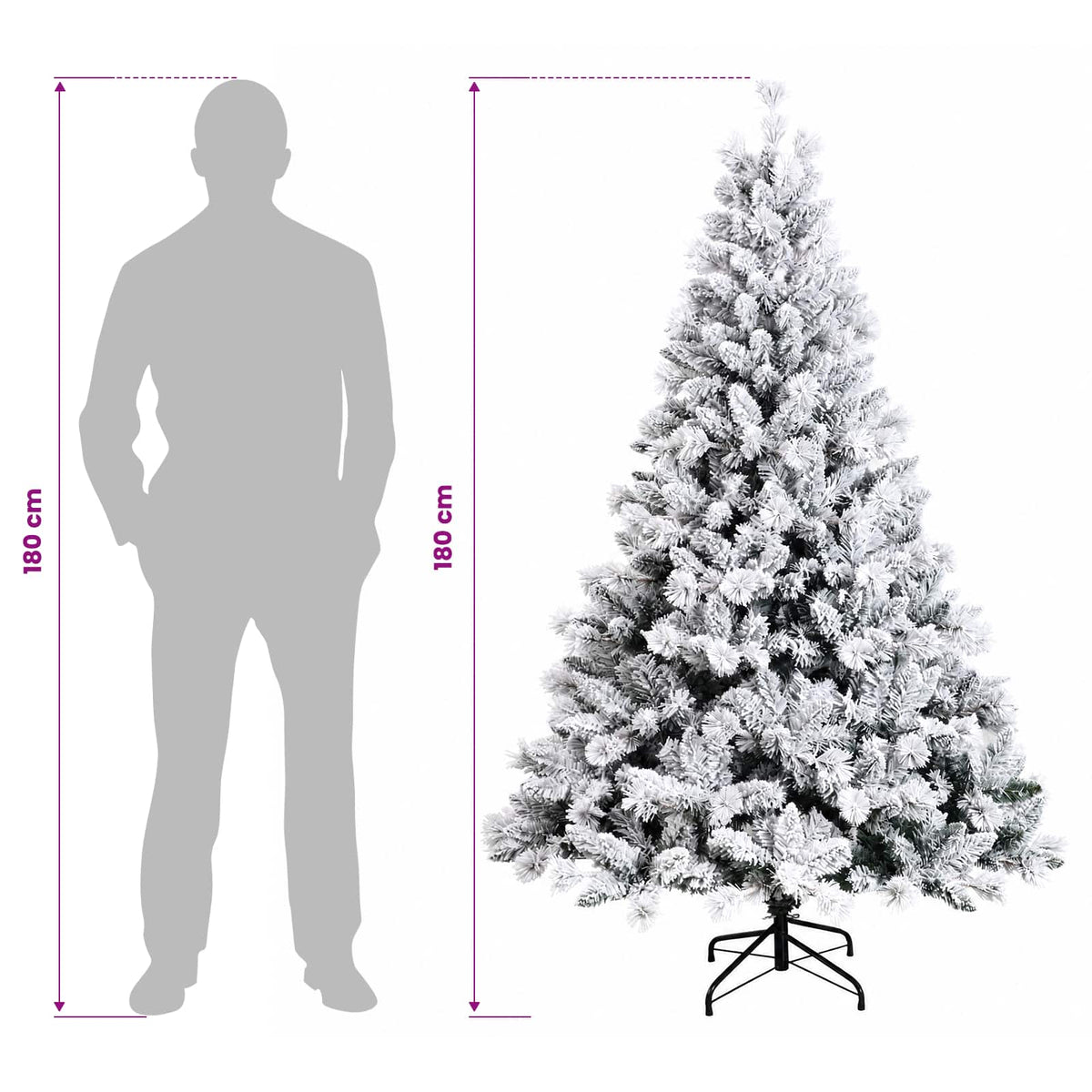 Artificial Hinged Christmas Tree 180 cm 300 LEDs Warm White