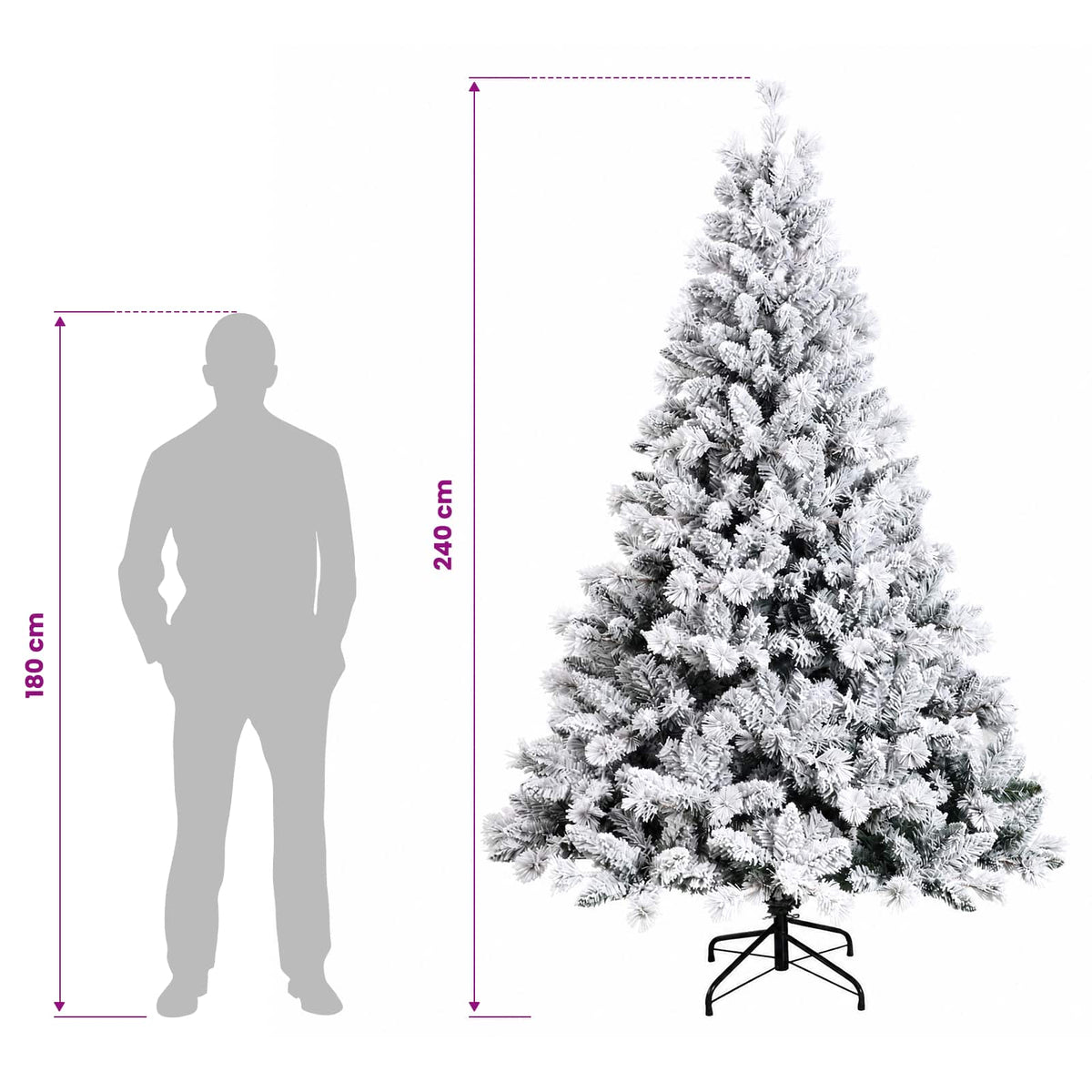Artificial Hinged Christmas Tree 240 cm 300 LEDs Warm White