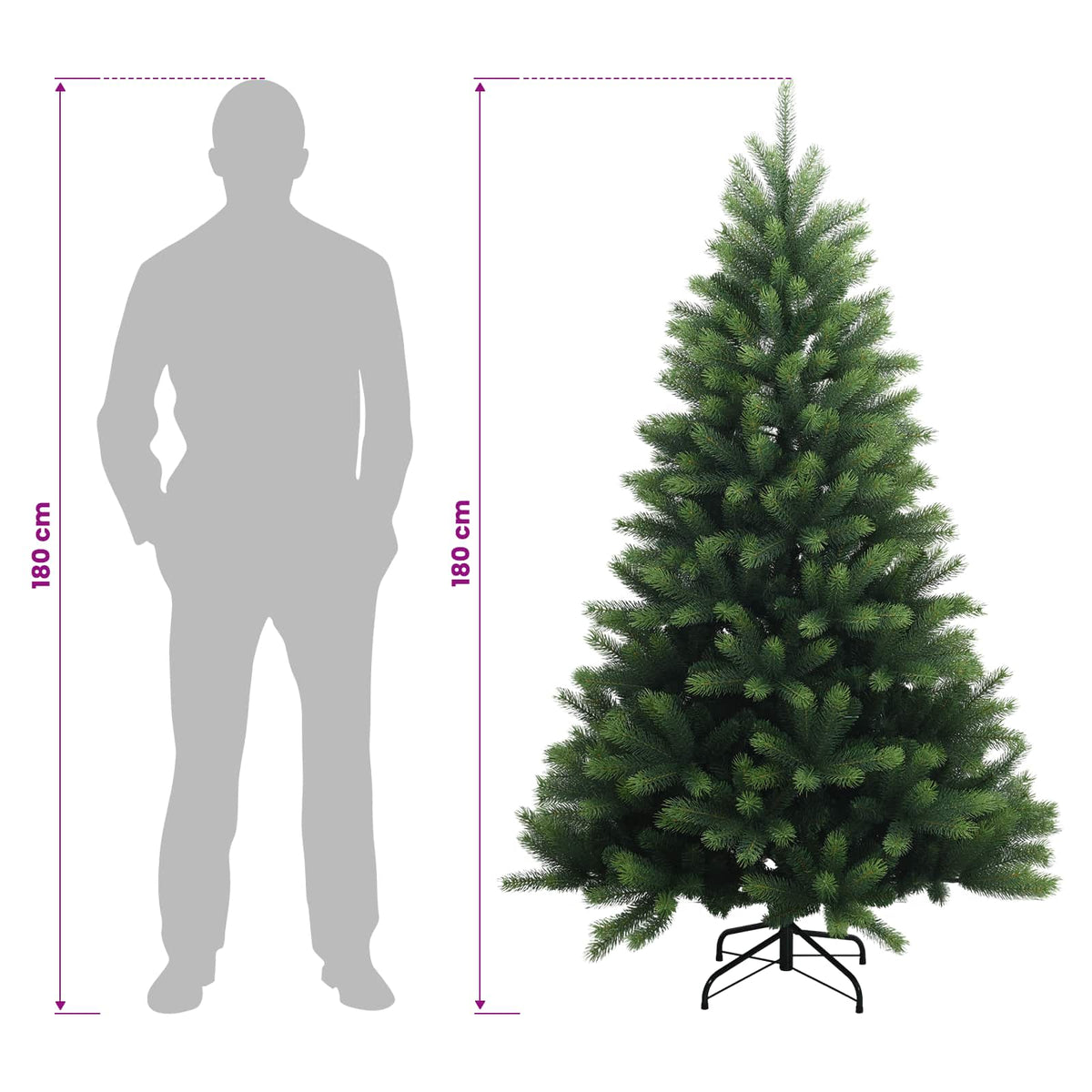 Artificial Hinged Christmas Tree 180 cm 300 LEDs Warm White
