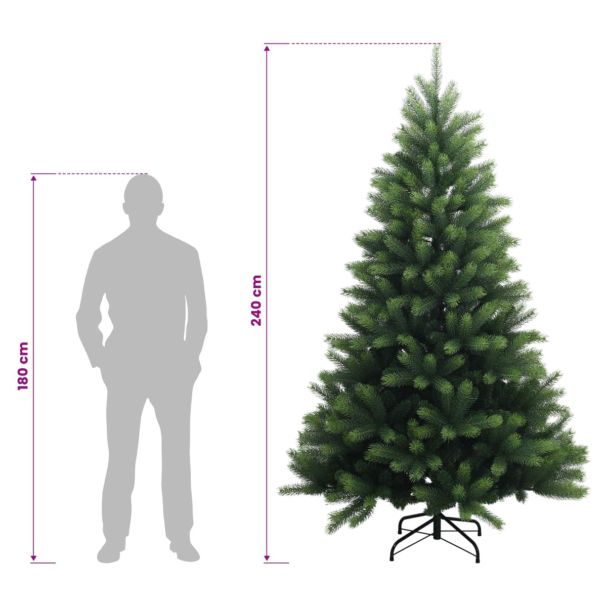 Artificial Hinged Christmas Tree 240 cm 300 LEDs Warm White