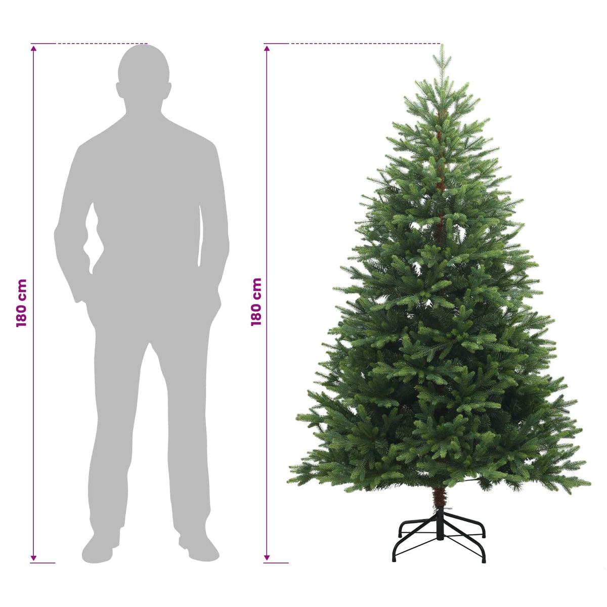 Artificial Hinged Christmas Tree 180 cm 300 LEDs Warm White