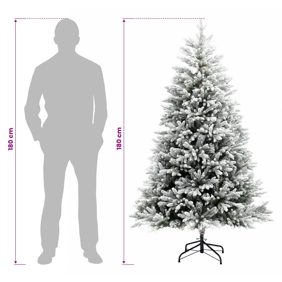 Artificial Hinged Christmas Tree 180 cm 300 LEDs Warm White
