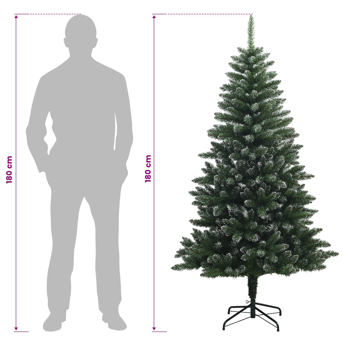 Artificial Hinged Christmas Tree 180 cm 300 LEDs Warm White