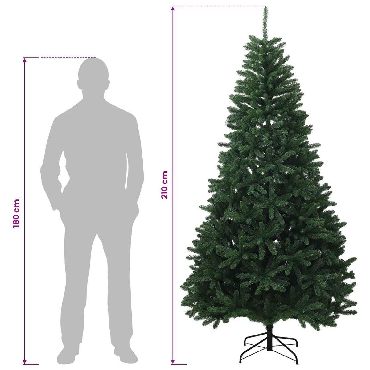Artificial Hinged Christmas Tree 210 cm 300 LEDs Warm White