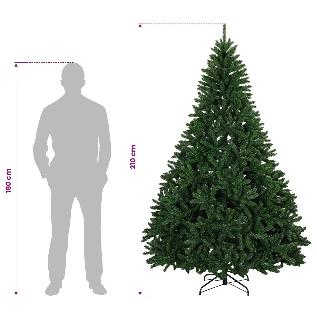 Artificial Hinged Christmas Tree 210 cm 300 LEDs Warm White