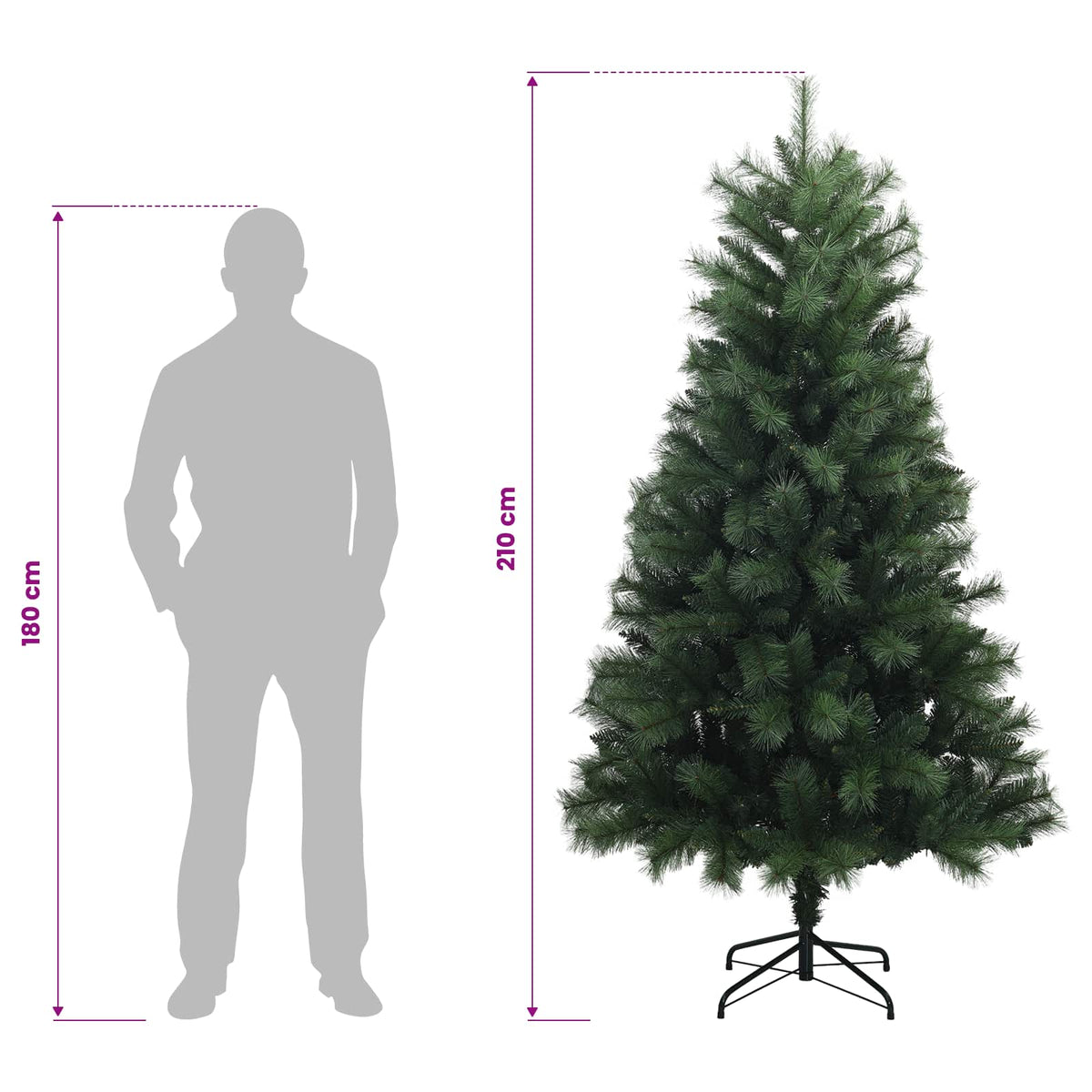 Artificial Hinged Christmas Tree 210 cm 300 LEDs Warm White