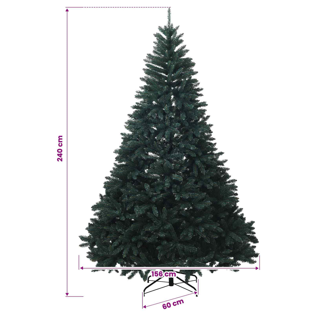 Artificial Christmas Tree Dark Green with Bauble 240 cm