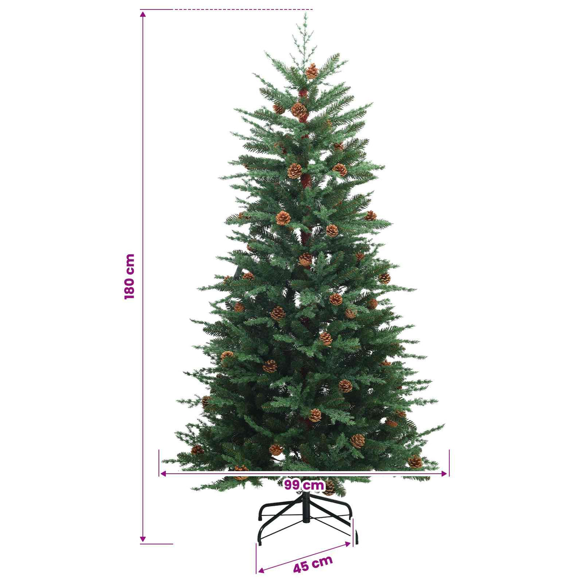 Artificial Hinged Christmas Tree 180 cm 300 LEDs Warm White