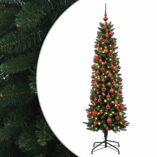 Artificial Slim Christmas Tree with Bauble 180 cm 300 LEDs Artificial Slim Christmas Tree with Bauble 180 cm 300 LEDs