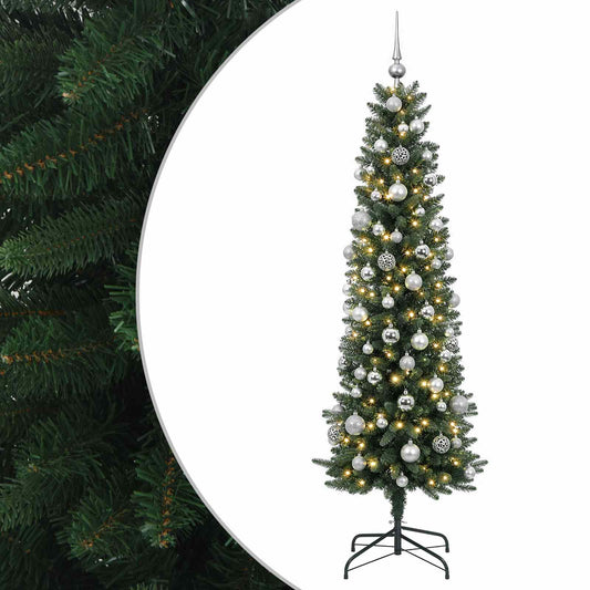 Artificial Slim Christmas Tree with Bauble 180 cm 300 LEDs Artificial Slim Christmas Tree with Bauble 180 cm 300 LEDs