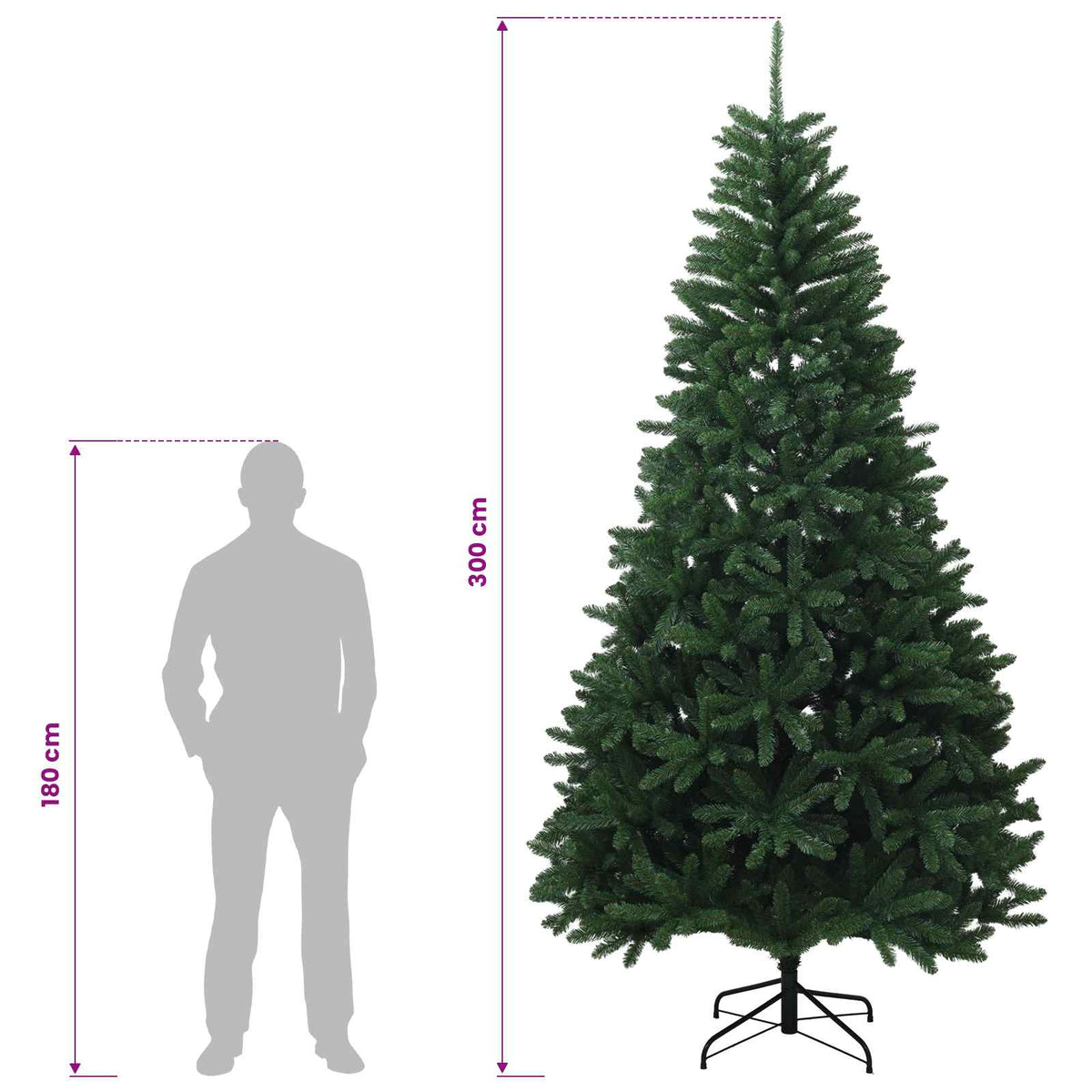Artificial Hinged Christmas Tree Mid-green 300 cm 600 LEDs