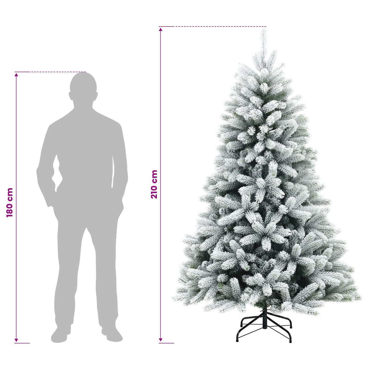 Artificial Hinged Christmas Tree 210 cm PVC and Metal