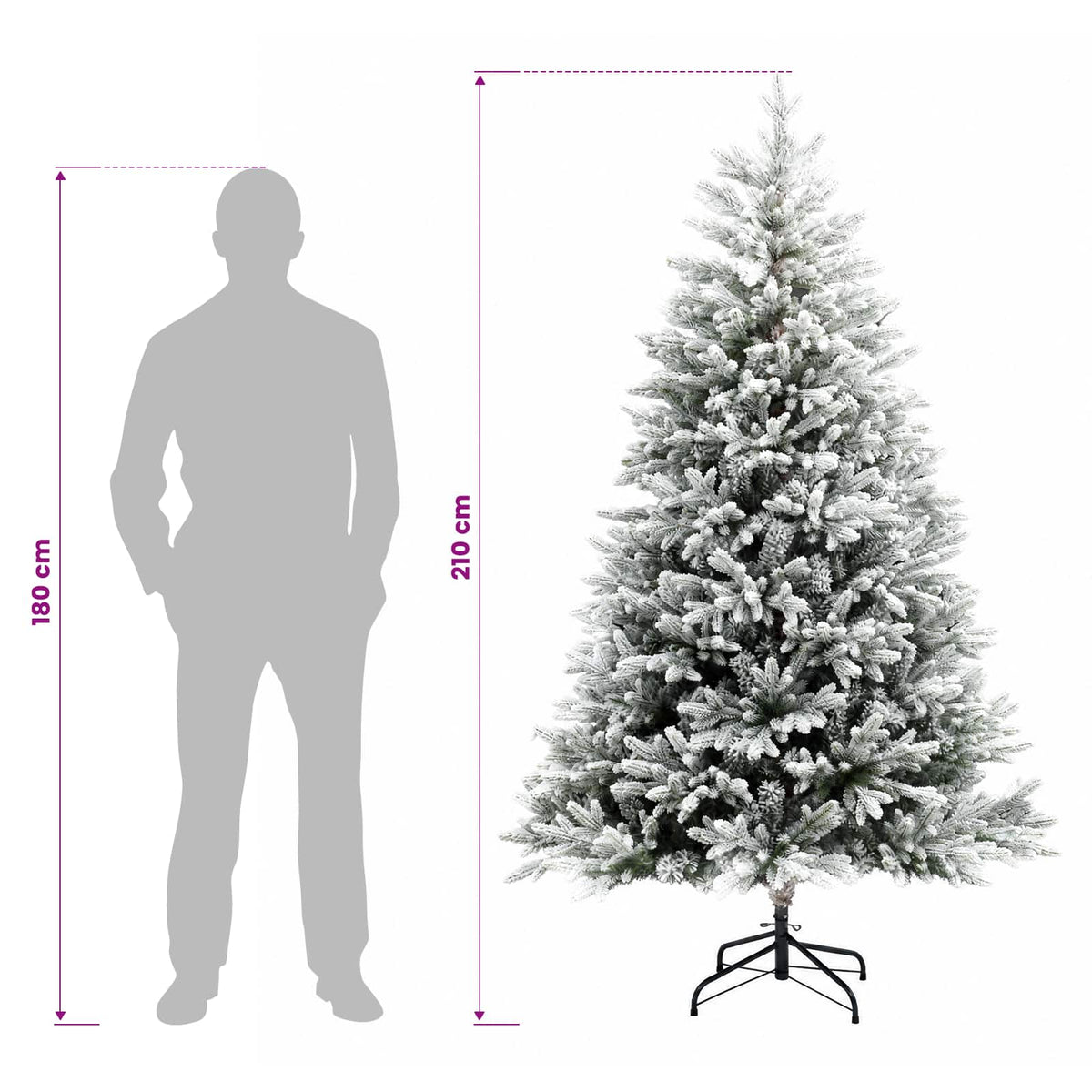 Artificial Hinged Christmas Tree 210 cm PVC and Metal