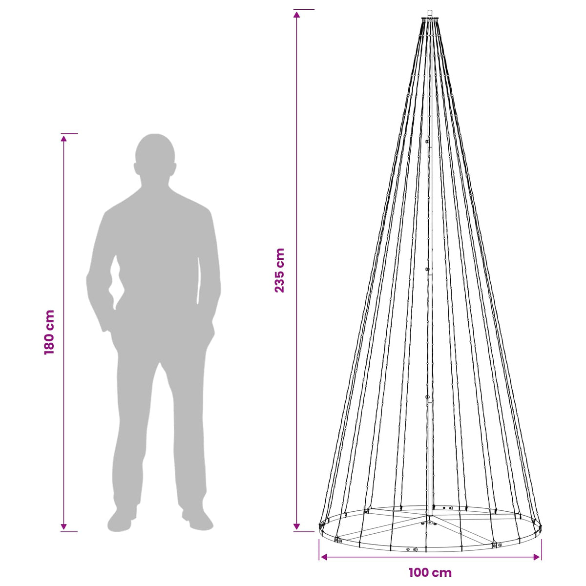 LED Christmas Tree 235 cm 500 LEDs Warm White Steel Black