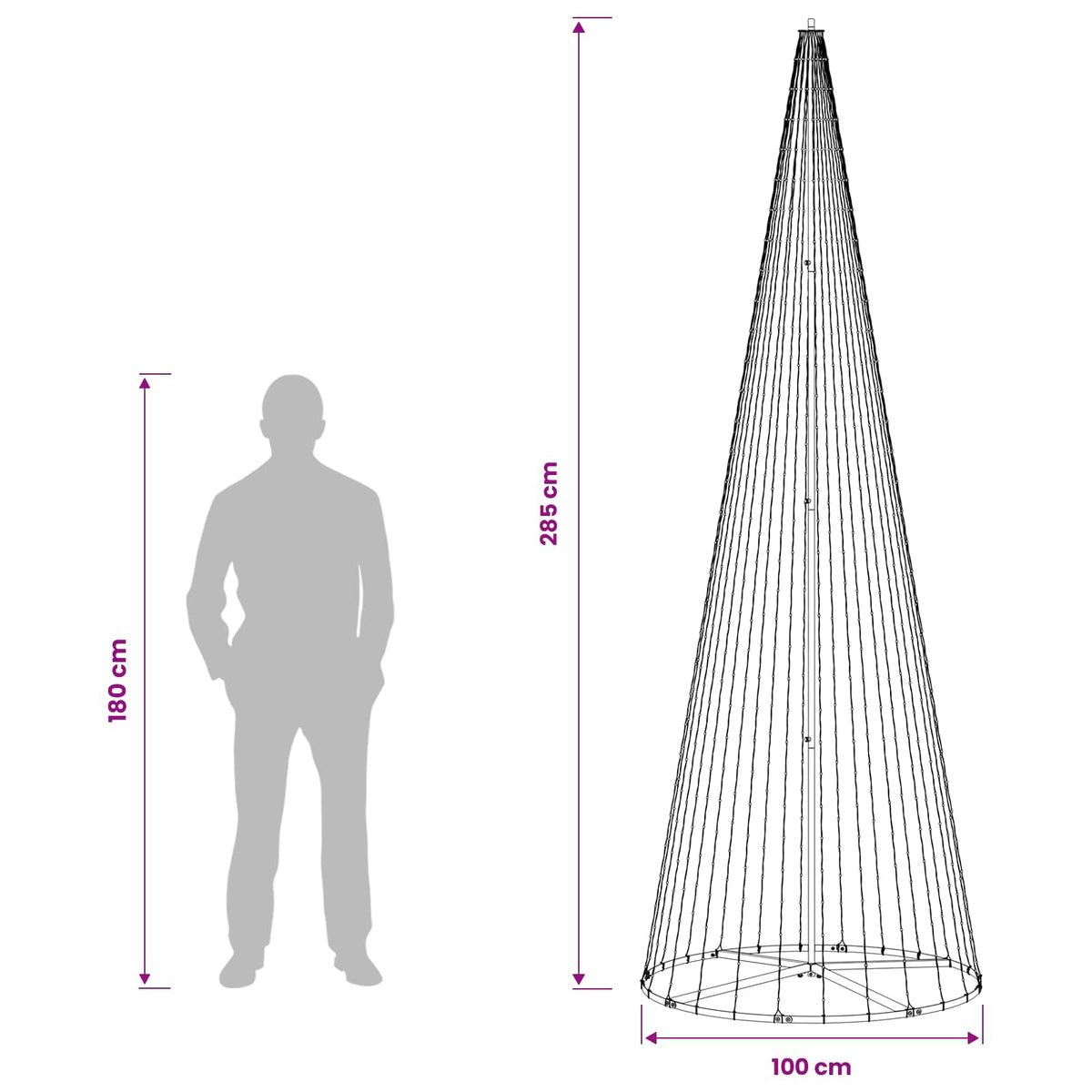 LED Christmas Tree 285 cm 744 LEDs Warm White Steel Black