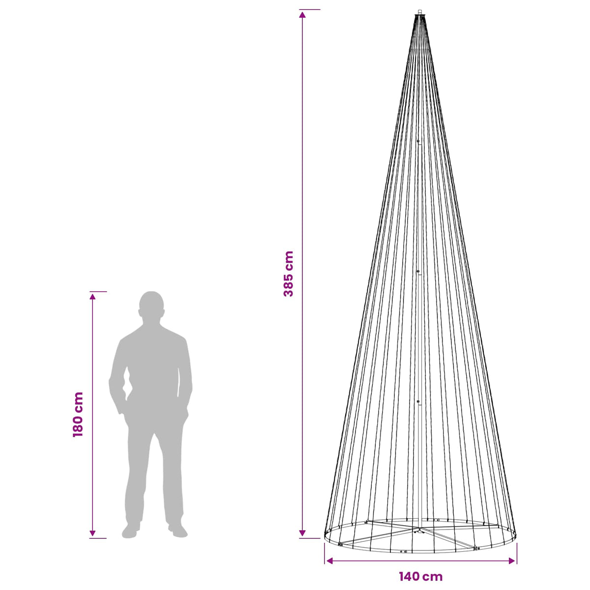 LED Christmas Tree 385 cm 1148 LEDs Warm White Steel Black