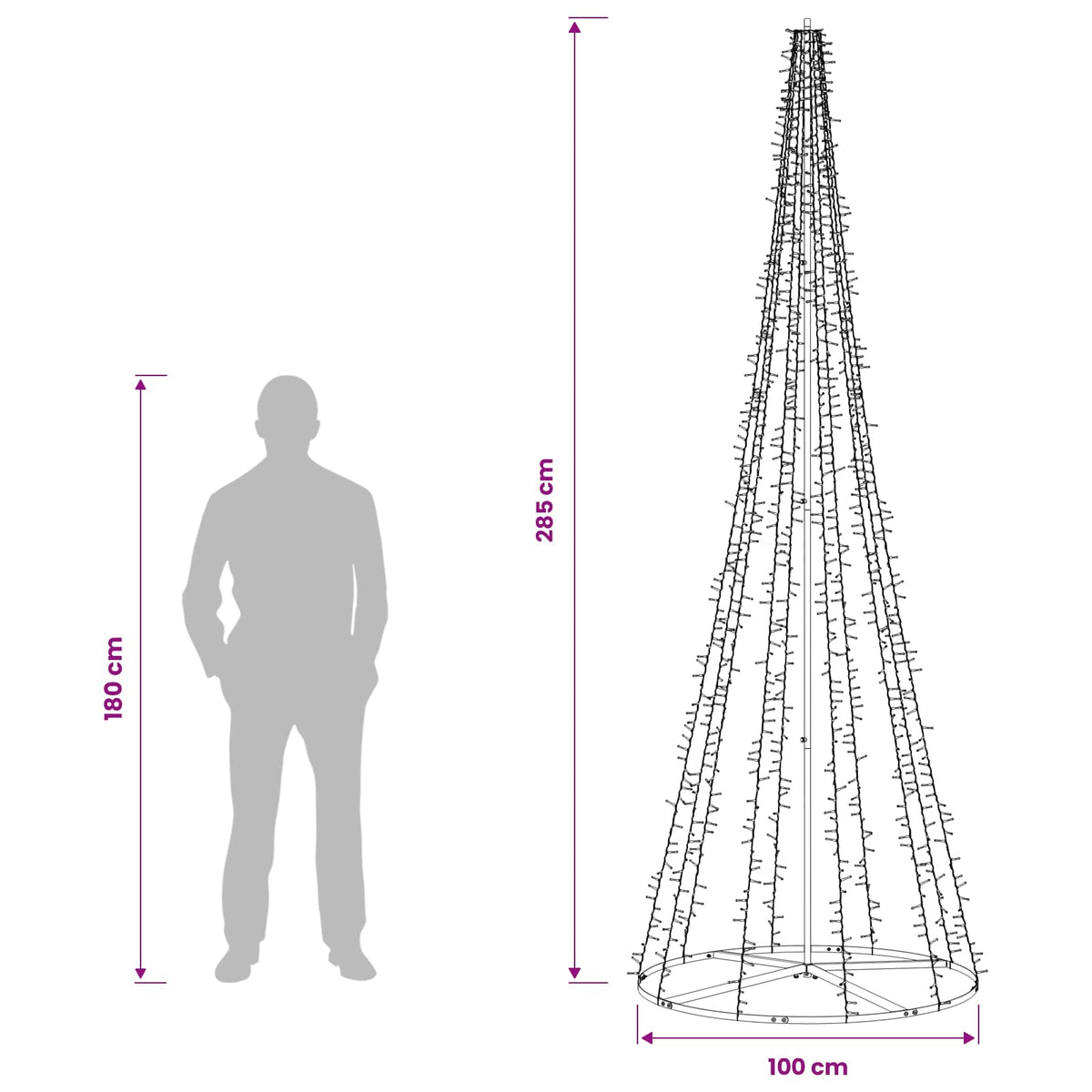 LED Christmas Tree 285 cm 1550 LEDs Warm White Steel Black