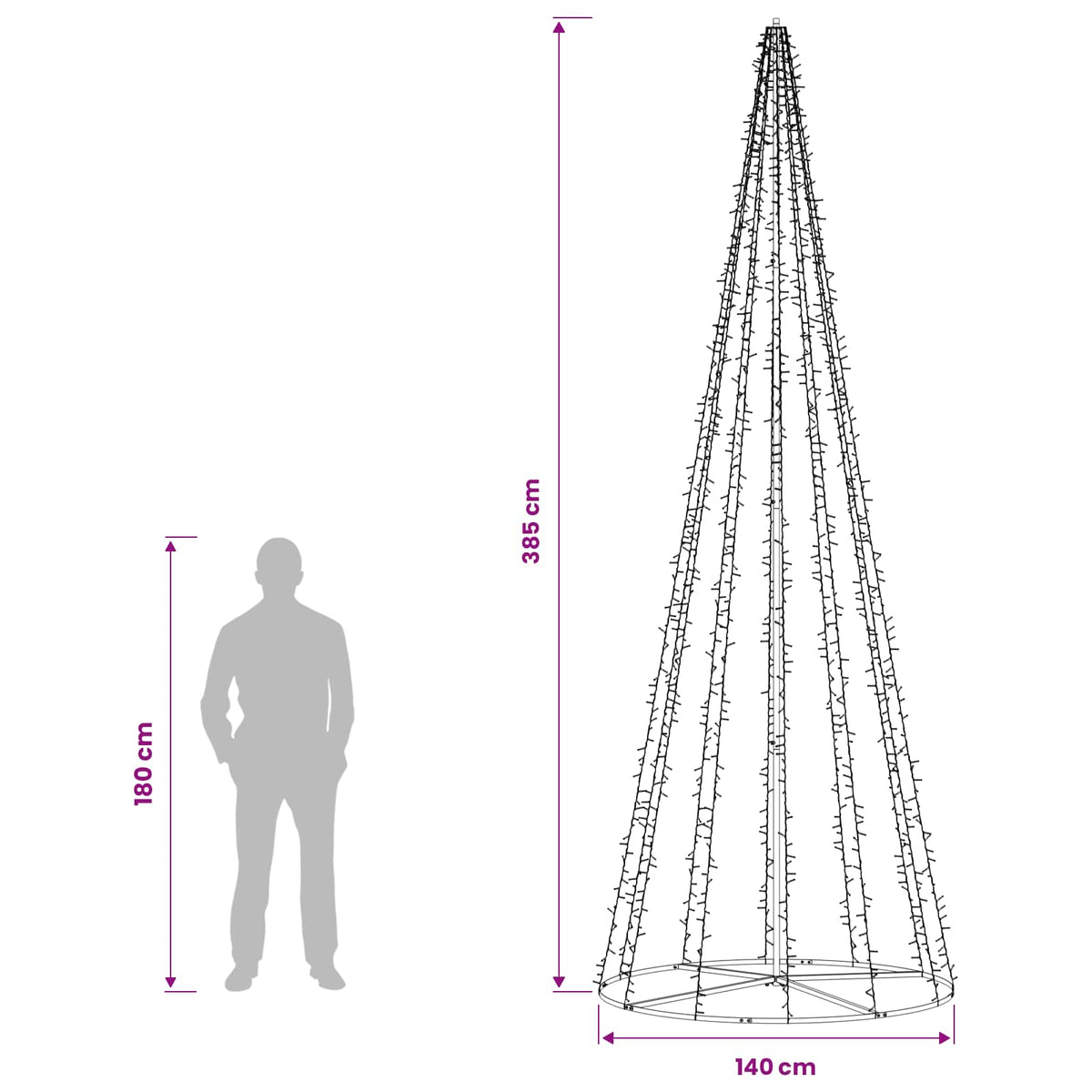 LED Christmas Tree 385 cm 2460 LEDs Warm White Steel Black