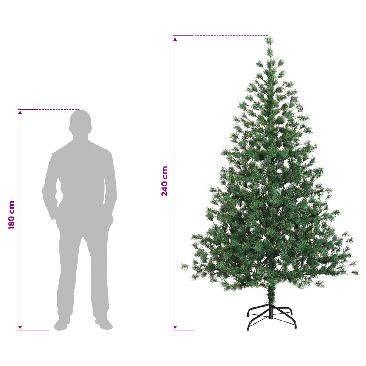 Artificial Hinged Christmas Tree 240 cm PVC and Metal Green