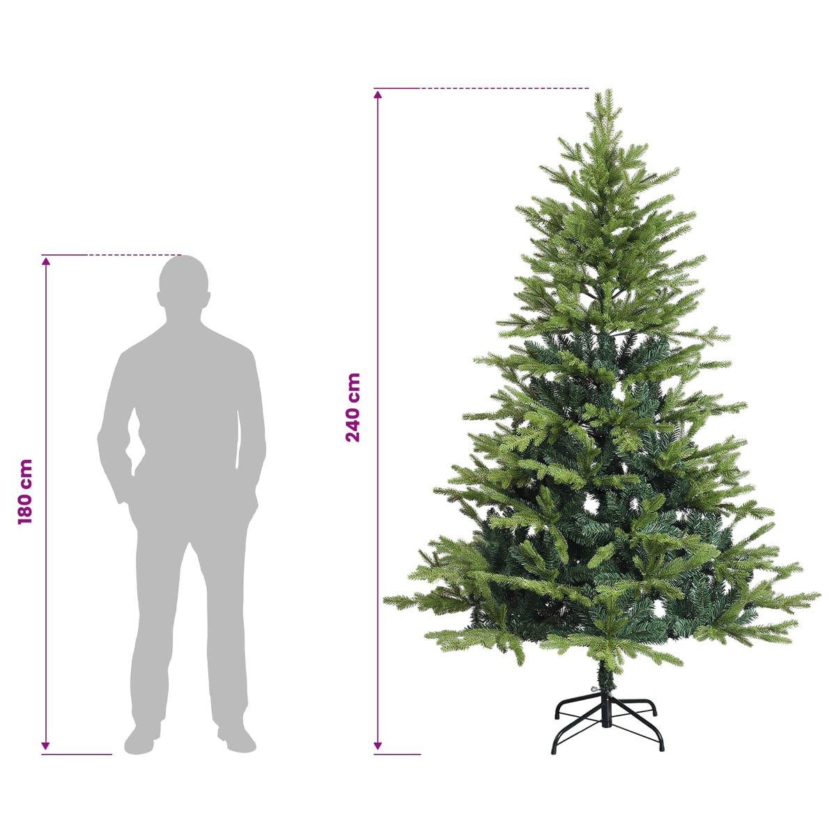 Artificial Hinged Christmas Tree 240 cm PVC and Metal Green