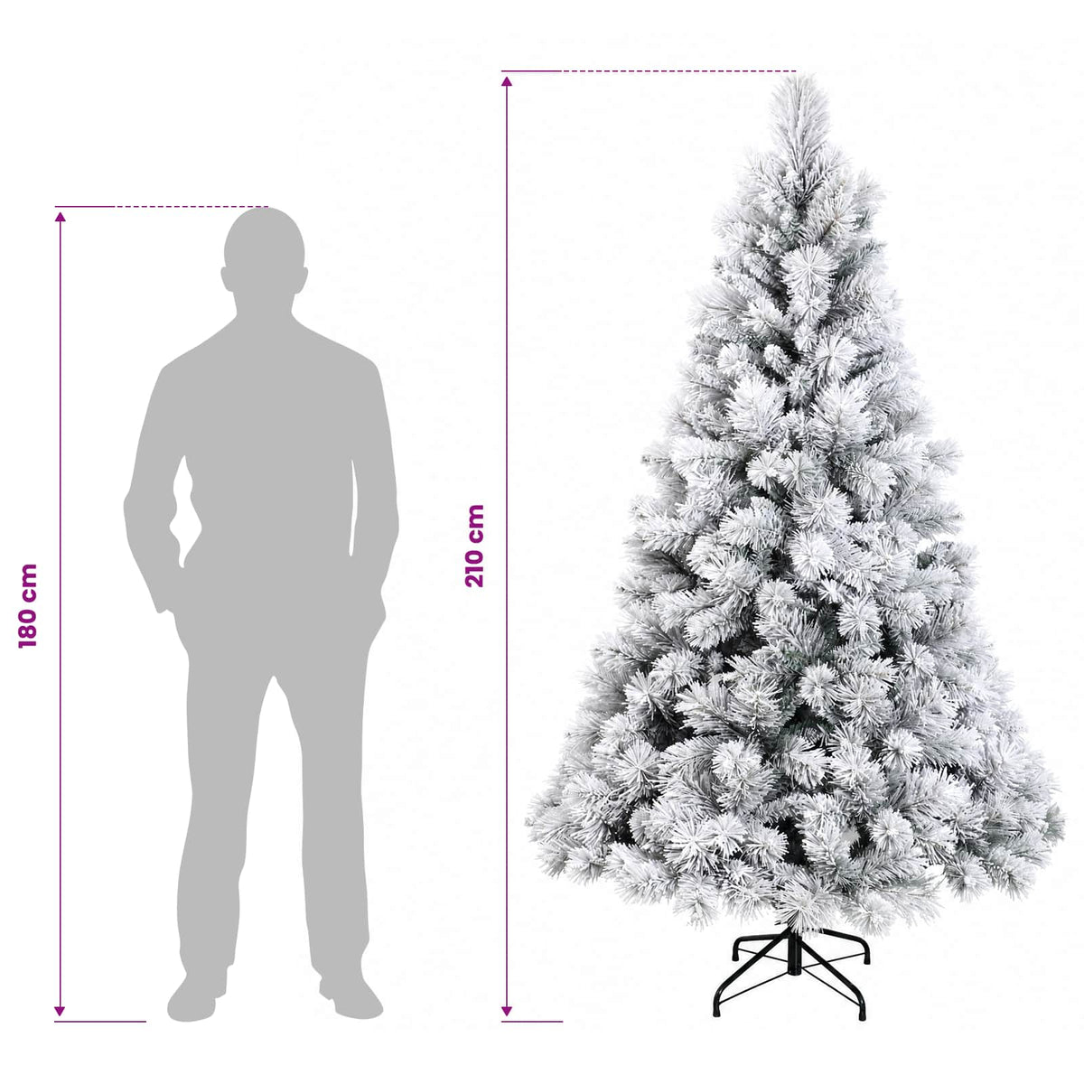 Artificial Hinged Christmas Tree 210 cm PVC and Metal