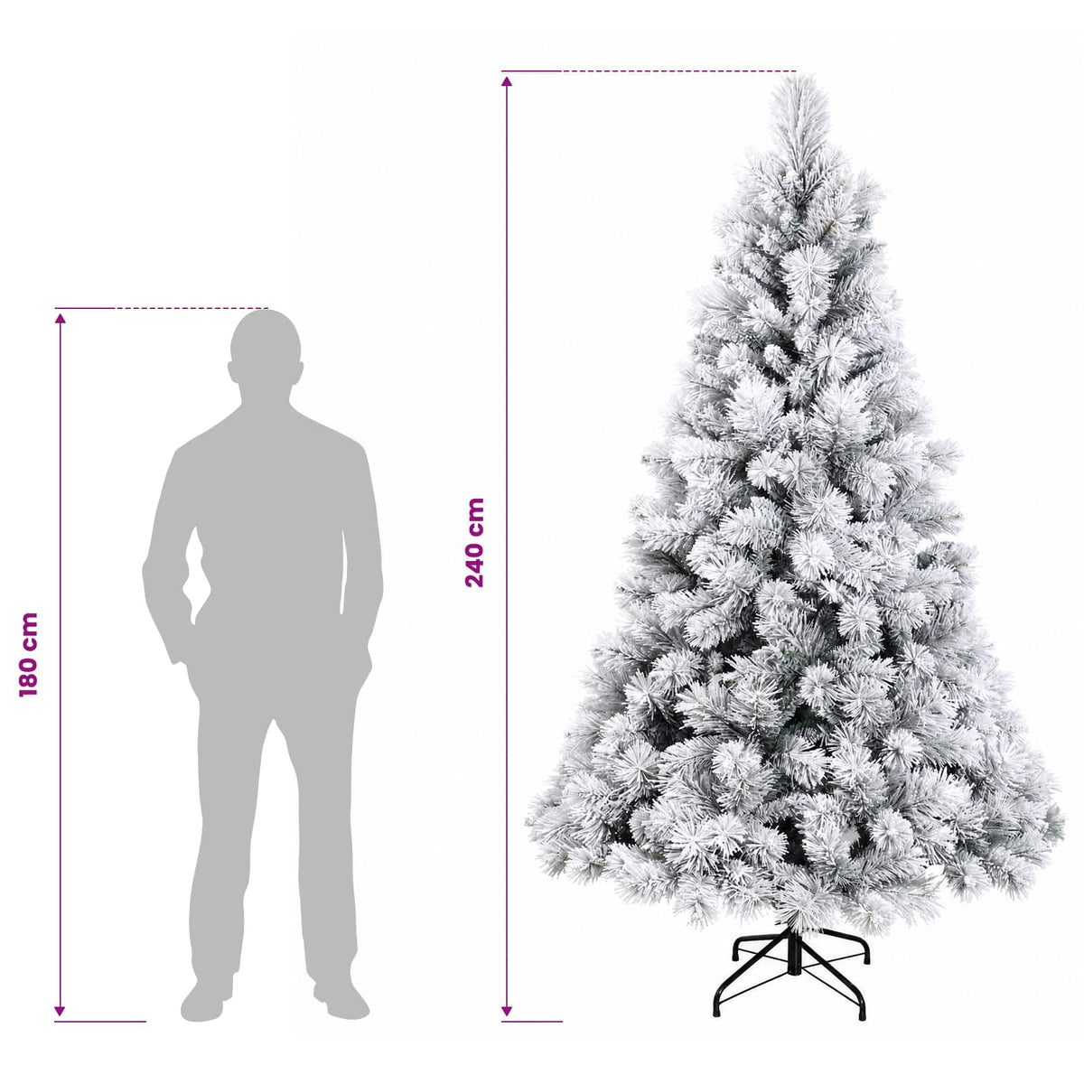 Artificial Hinged Christmas Tree 240 cm PVC and Metal