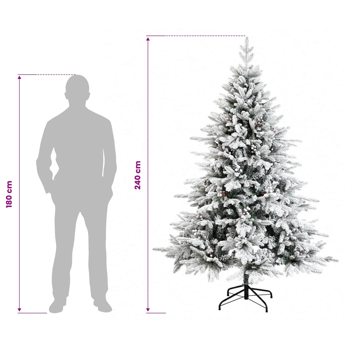 Artificial Hinged Christmas Tree 240 cm PVC and Metal