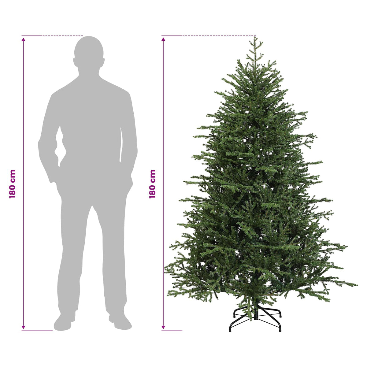Artificial Hinged Christmas Tree 180 cm PVC and Metal Green
