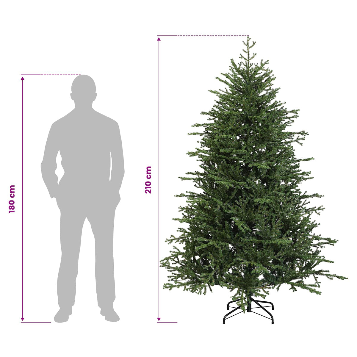 Artificial Hinged Christmas Tree 210 cm PVC and Metal Green