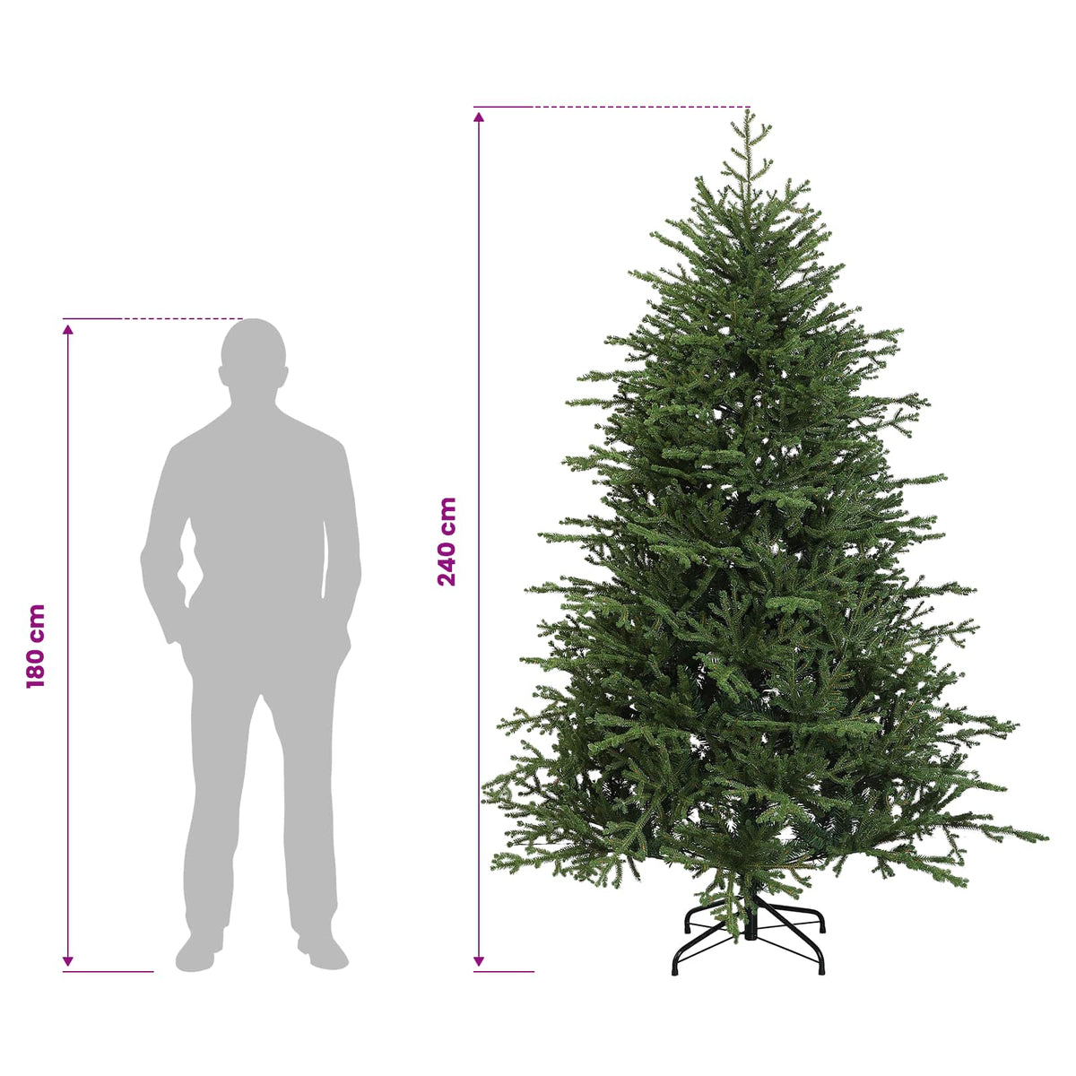 Artificial Hinged Christmas Tree 240 cm PVC and Metal Green