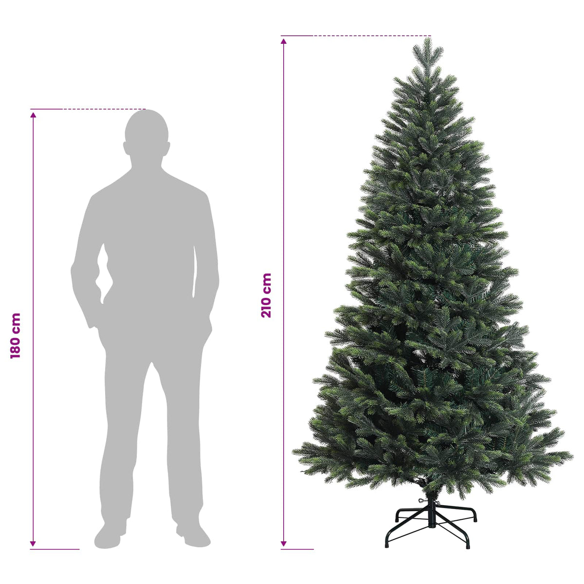 Artificial Hinged Christmas Tree 210 cm PVC and Metal Green