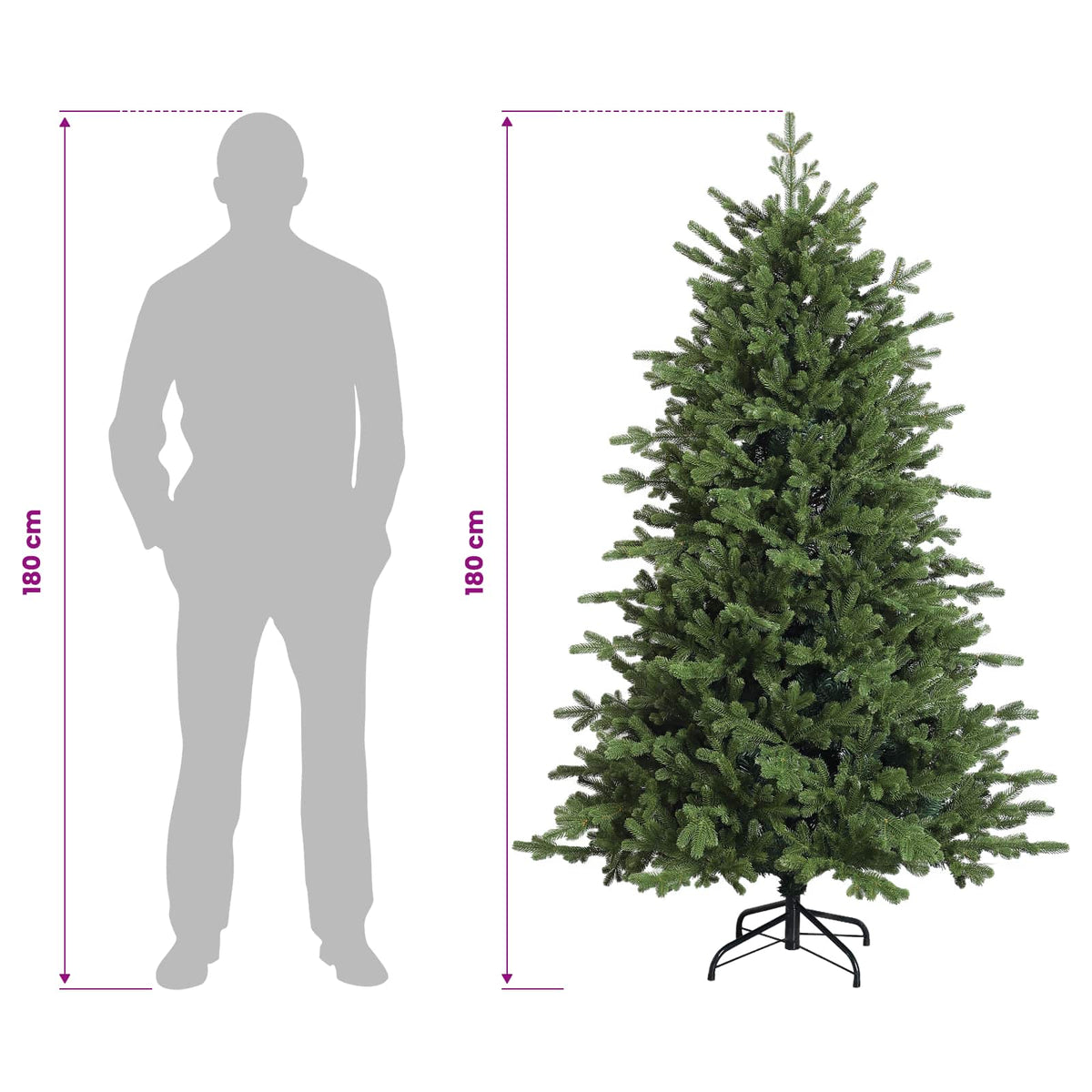Artificial Hinged Christmas Tree 180 cm PVC and Metal Green