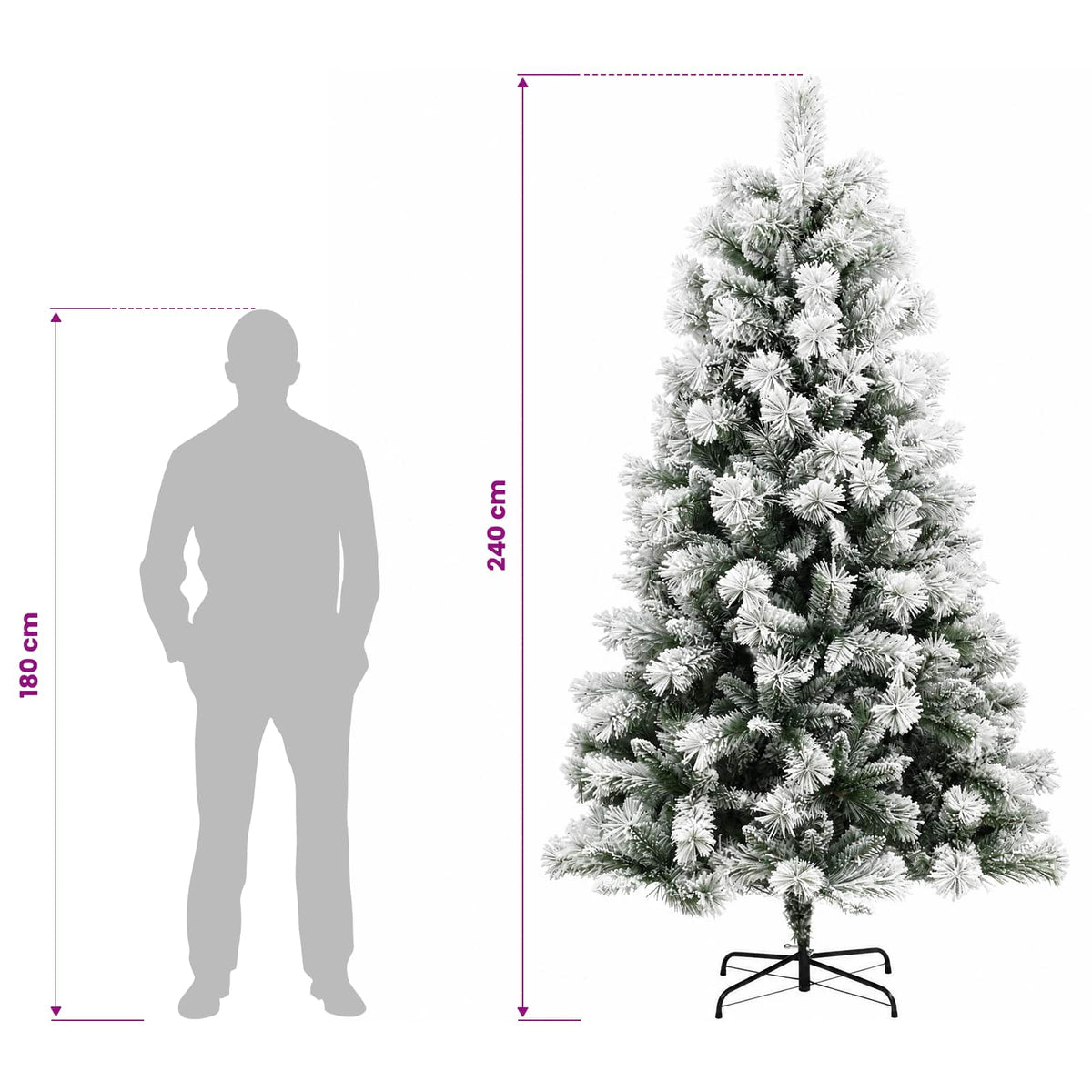 Artificial Hinged Christmas Tree 240 cm PVC and Metal