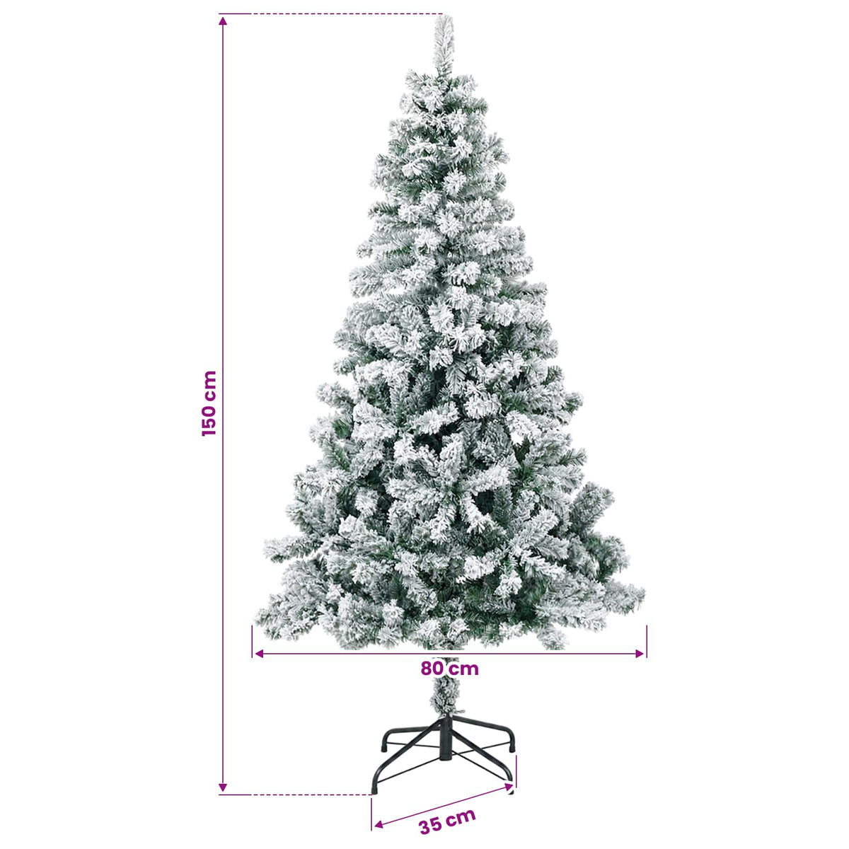 Artificial Christmas Tree 150 cm PVC and Steel Green and White