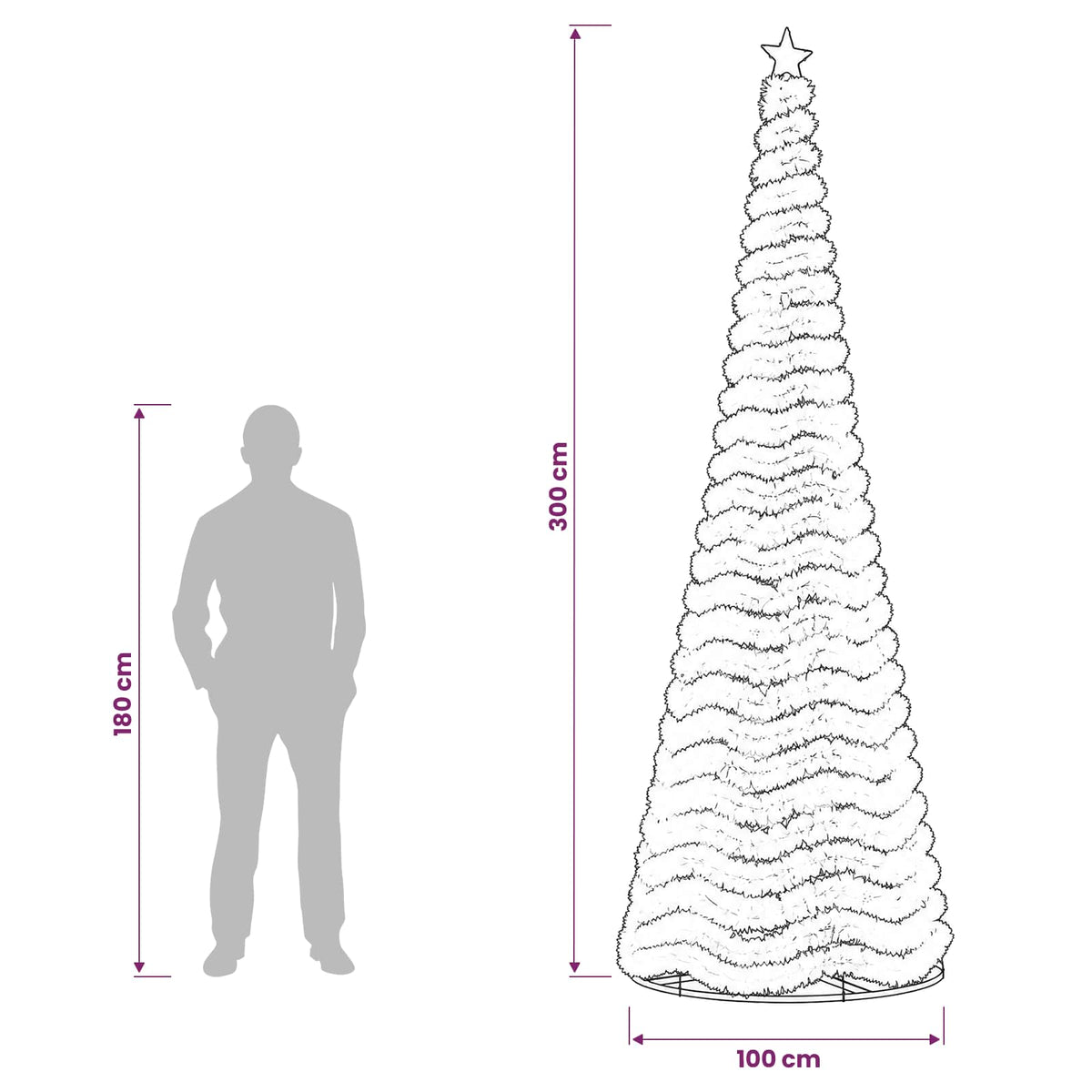 LED Tinsel Christmas Tree with Base EKENAS 300 cm 475 LEDs