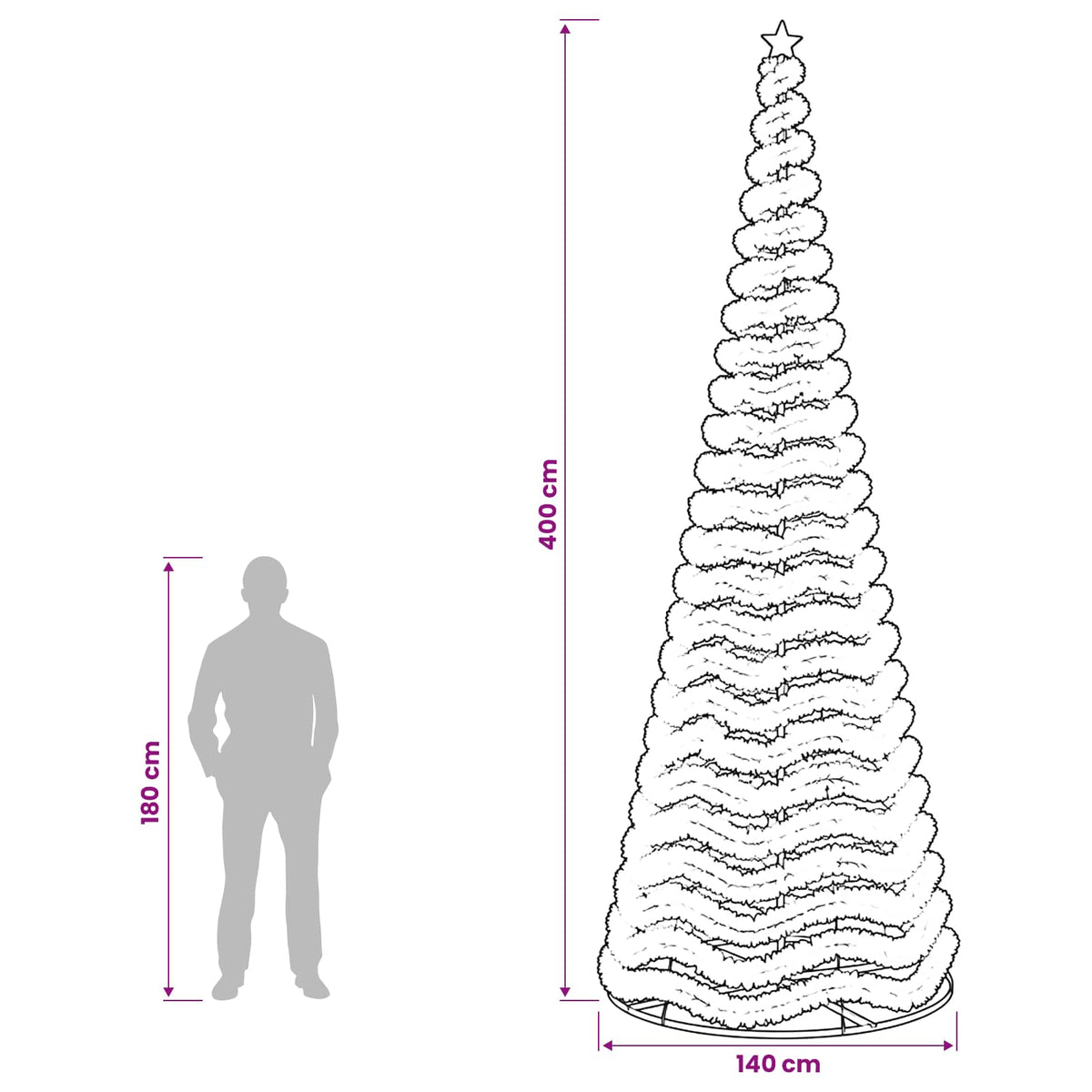 LED Tinsel Christmas Tree with Base EKENAS 400 cm 588 LEDs