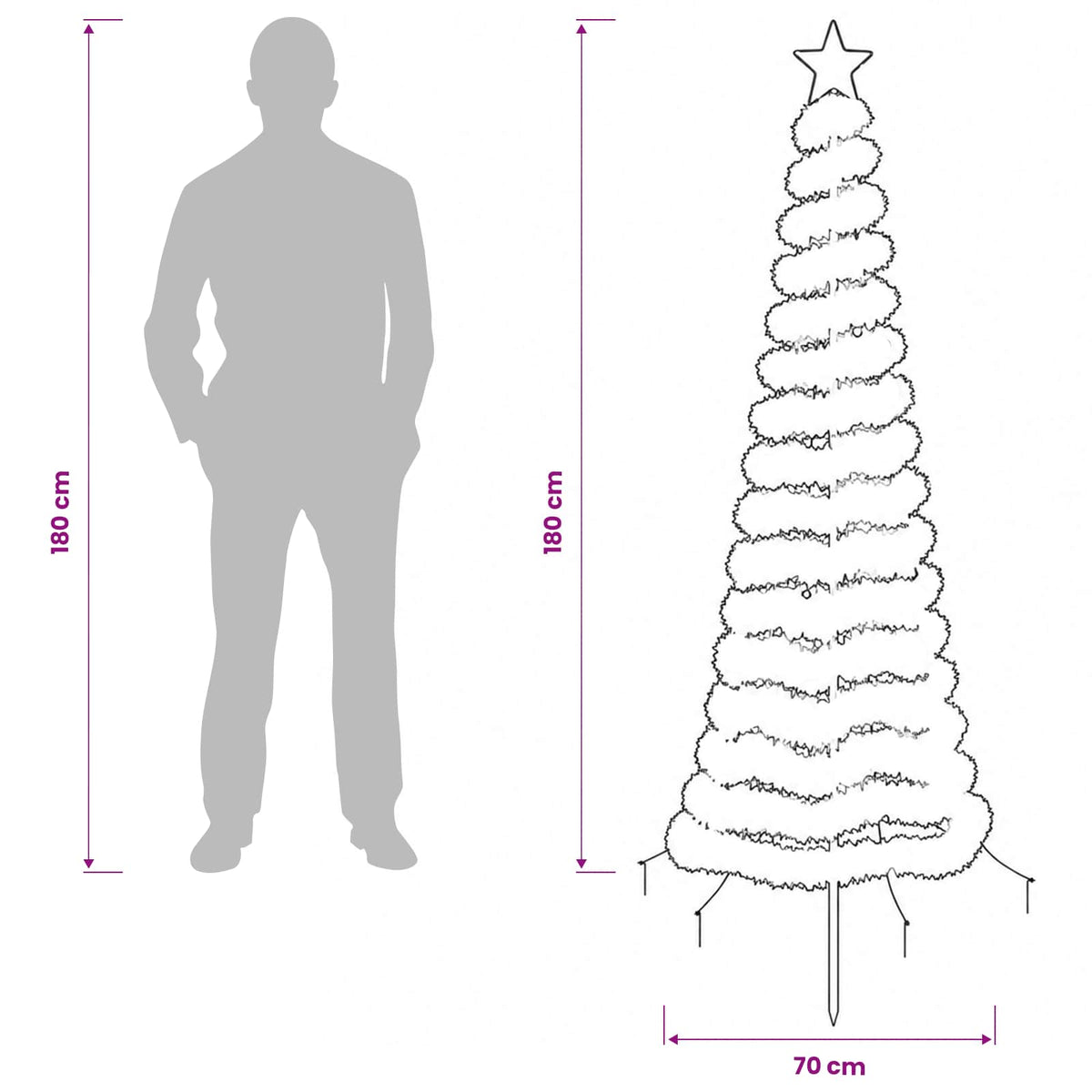 LED Tinsel Christmas Tree with Spike EKENAS 180 cm 220 LEDs